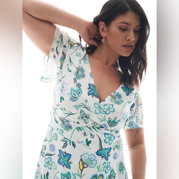 Addition Elle Responsible, Floral Asymmetrical Wrap Midi Dress Size 18 NWOT - Picture 4 of 16